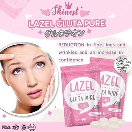 Lazel Gluta Pure 2 in 1 Dietary Supplement Brightening Skin Antioxidant 30 Softg 1 Sachets