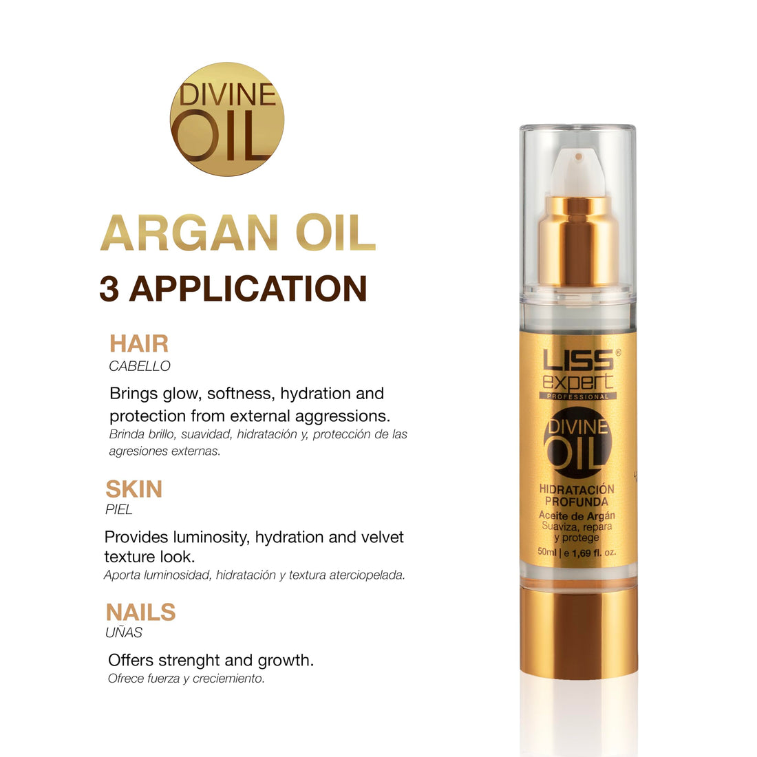 Liss Expert Professional Divine Oil - For Dry, Damaged Skin, Hair, Face, Body & Scalp - Men & Women