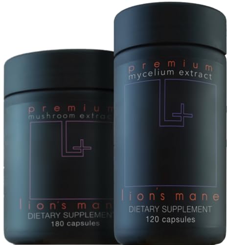 Lion’s Mane Organic Mushroom Extract Oriveda 2-Pack - Fruiting Body 180 v-caps, Mycelium 120 v-caps Supports The Brain and Nervous System