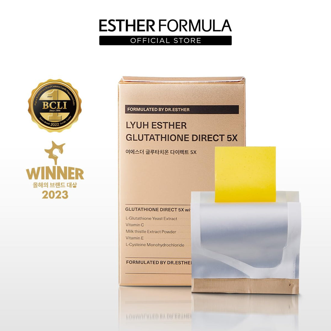 ESTHER FORMULA Glutathione Direct Film 5X (320mg*30pcs), Glutathione Impregnated Oral Dispersible Film for Effective Absorption, Korean Inner Beauty Dietary Supplement for Skin Whitening